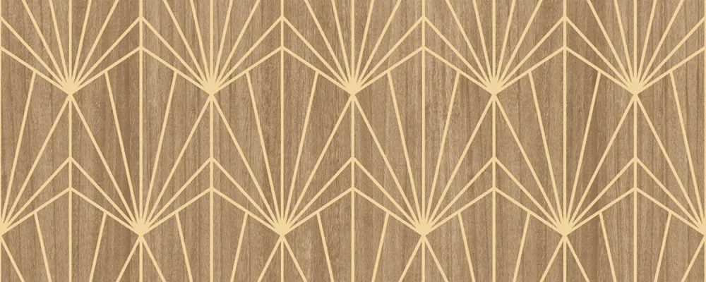 Tapeta z dýhou s geometrickým vzorem art deco MYTHIQUE - SVĚTLÝ OŘECH nebo béžový dub