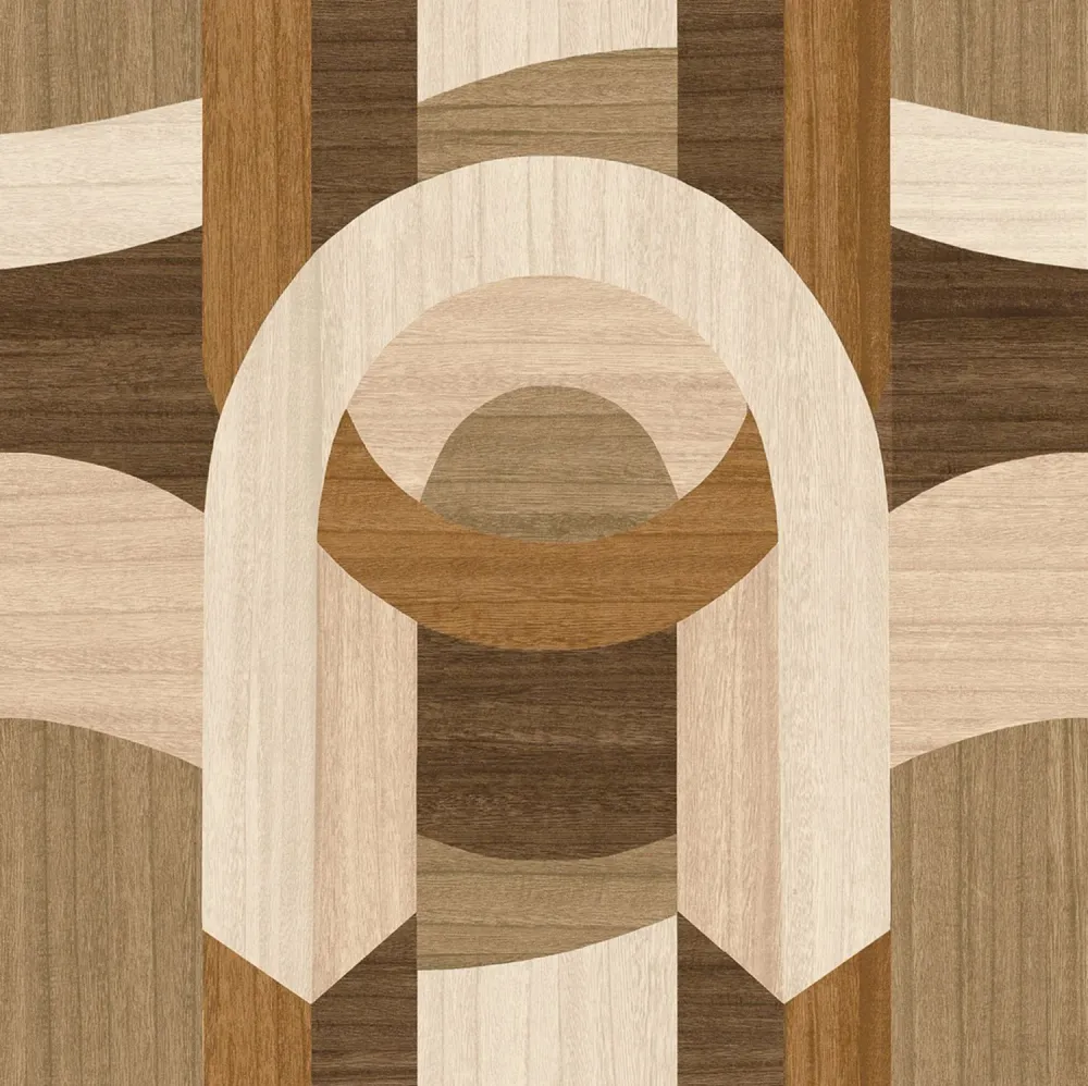 Tapeta z dýhou s geometrickým vzorem art deco TRAVERSÉE - JASAN IVORY světlý dub
