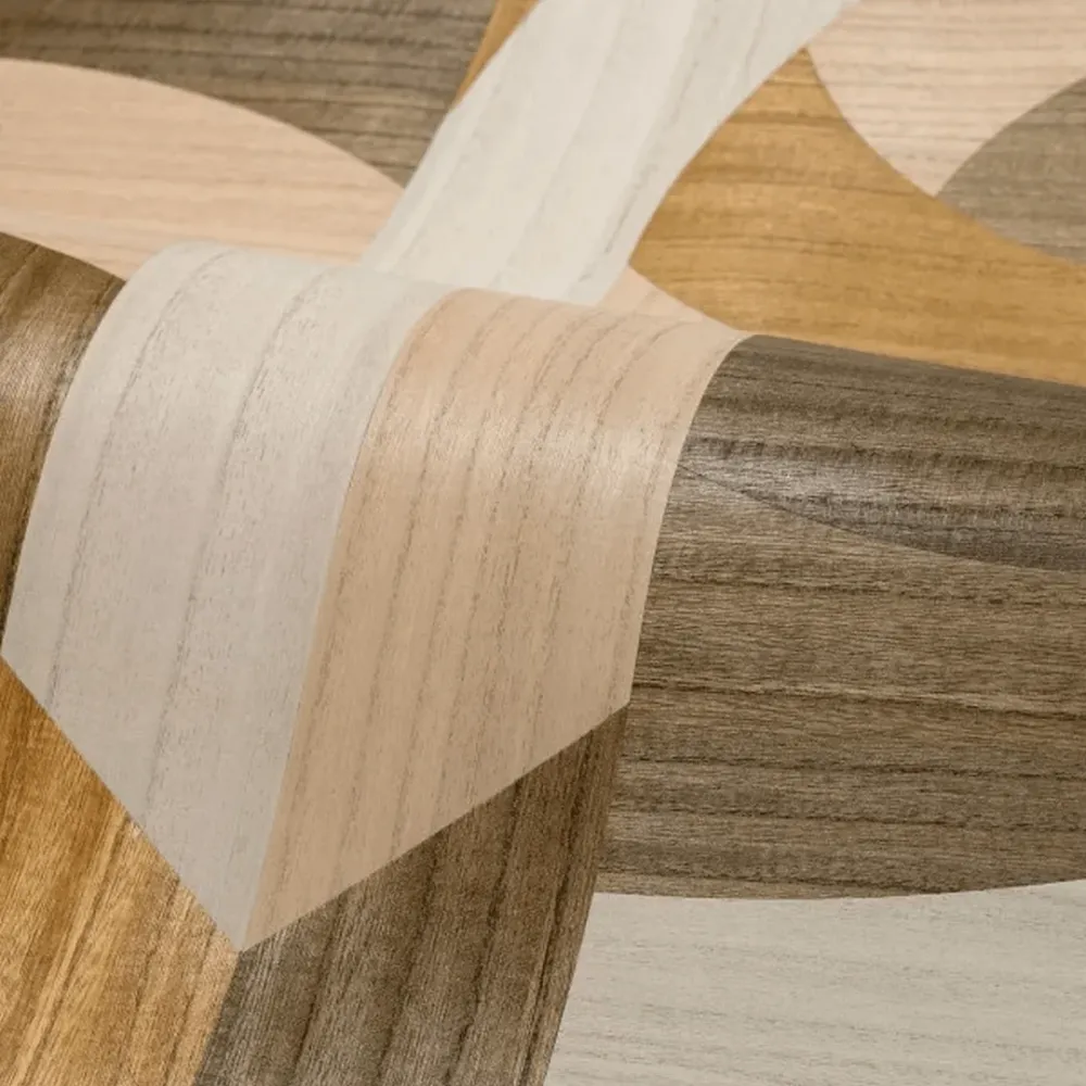 Tapeta z dýhou s geometrickým vzorem art deco TRAVERSÉE - JASAN IVORY světlý dub