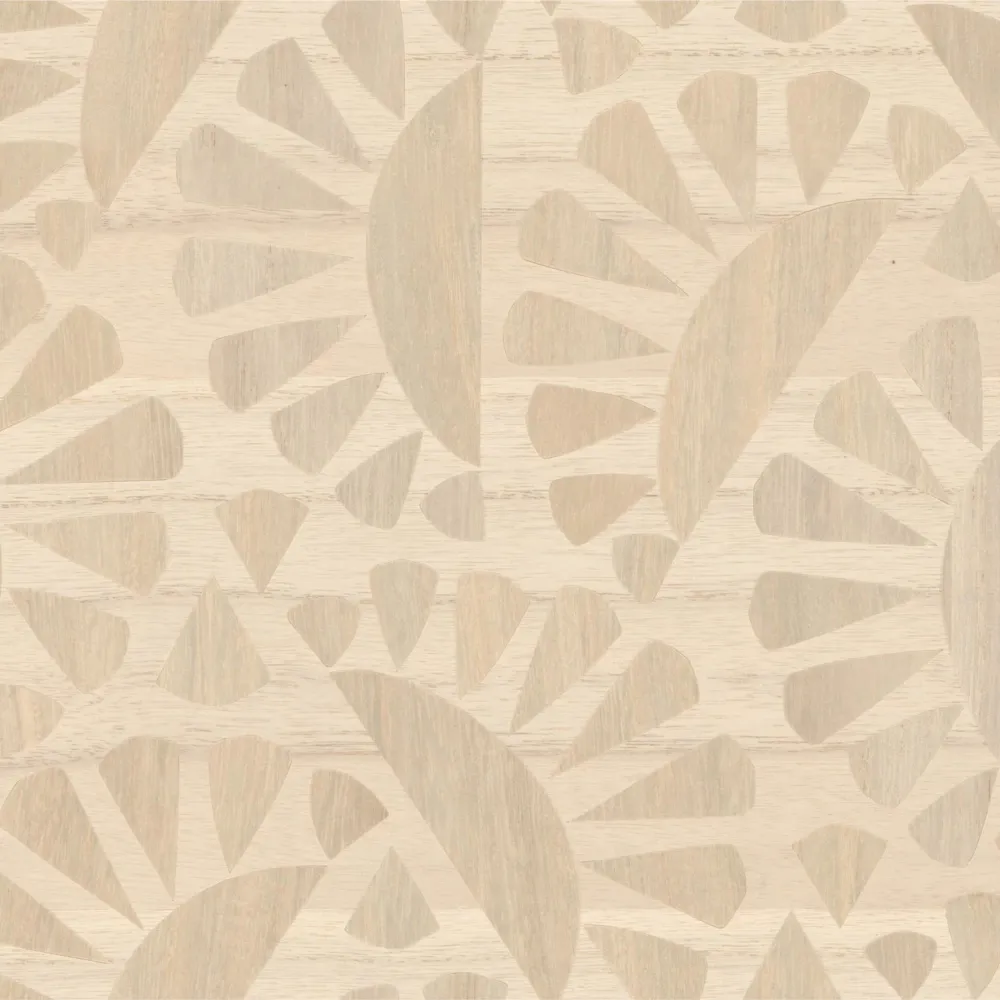 Tapeta z dýhou s geometrickým vzorem WOODBLOCK BEETLE FLORA béžová