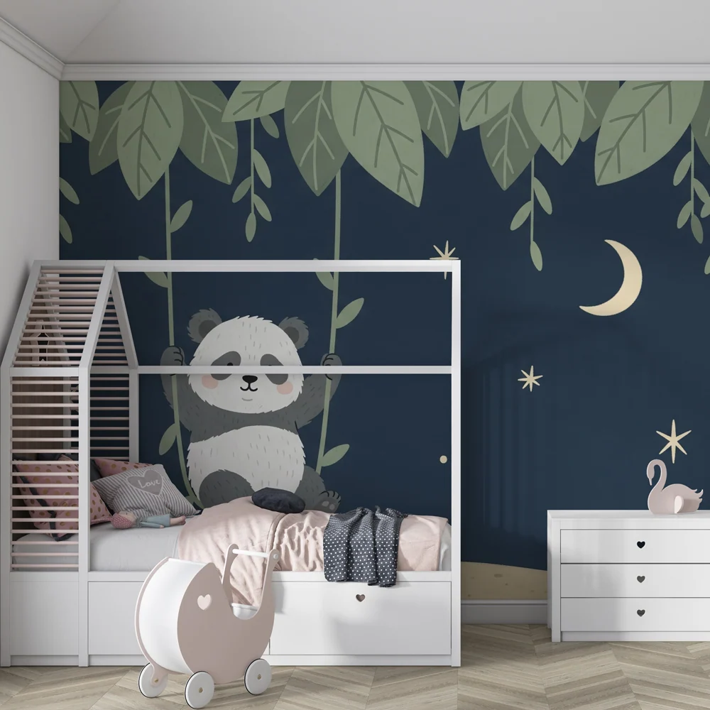 Tapeta dětský pokoj | Rozkošný panda pod hvězdami