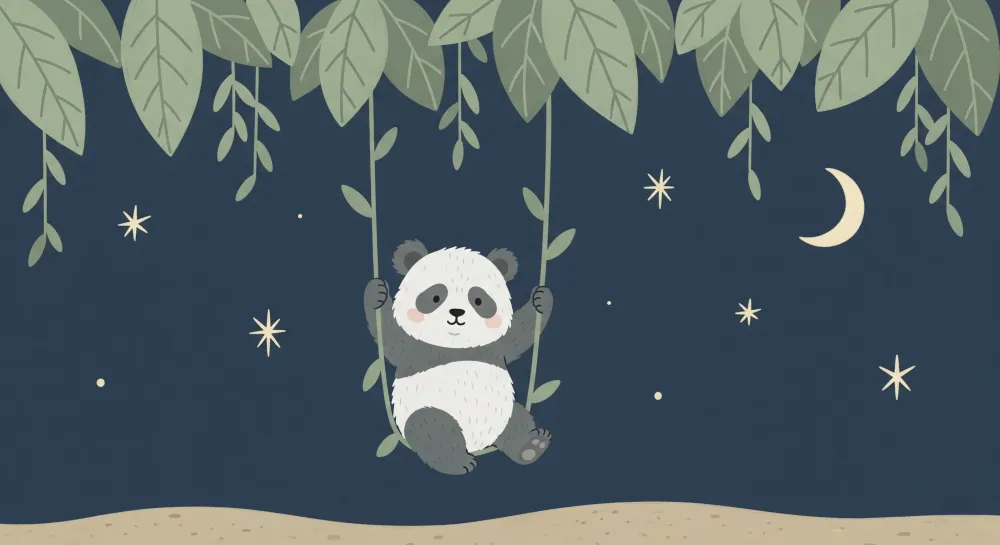 Tapeta dětský pokoj | Rozkošný panda pod hvězdami