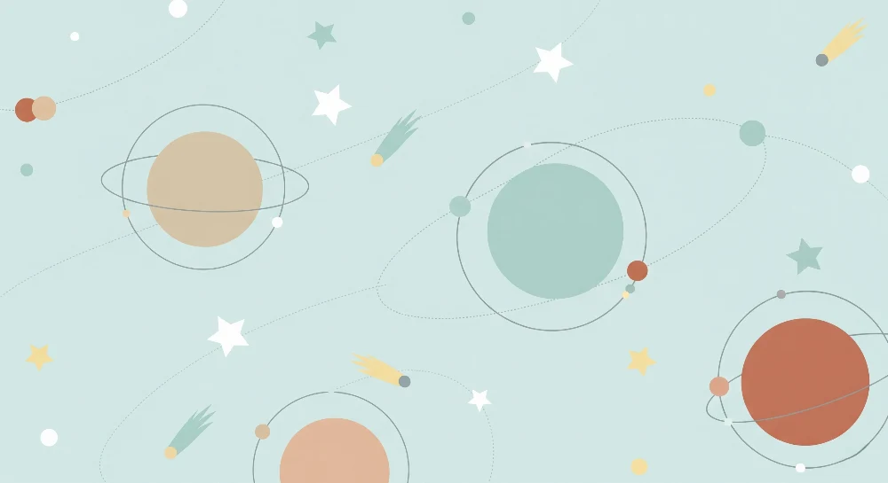 Tapeta do dětského pokoje | Cesta vesmírem s barevnými planetami