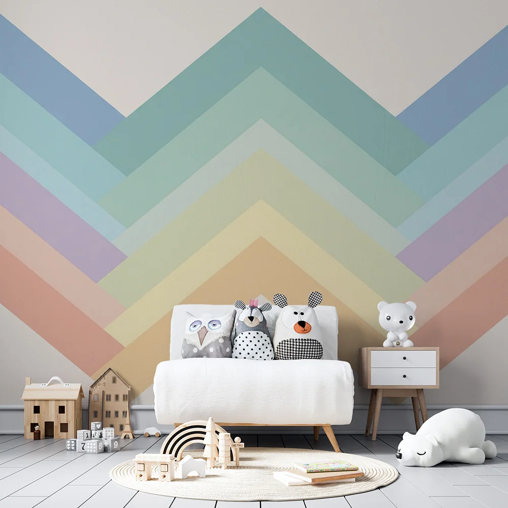 Tapeta dětského pokoje | Geometrické motivy v pastelových odstínech