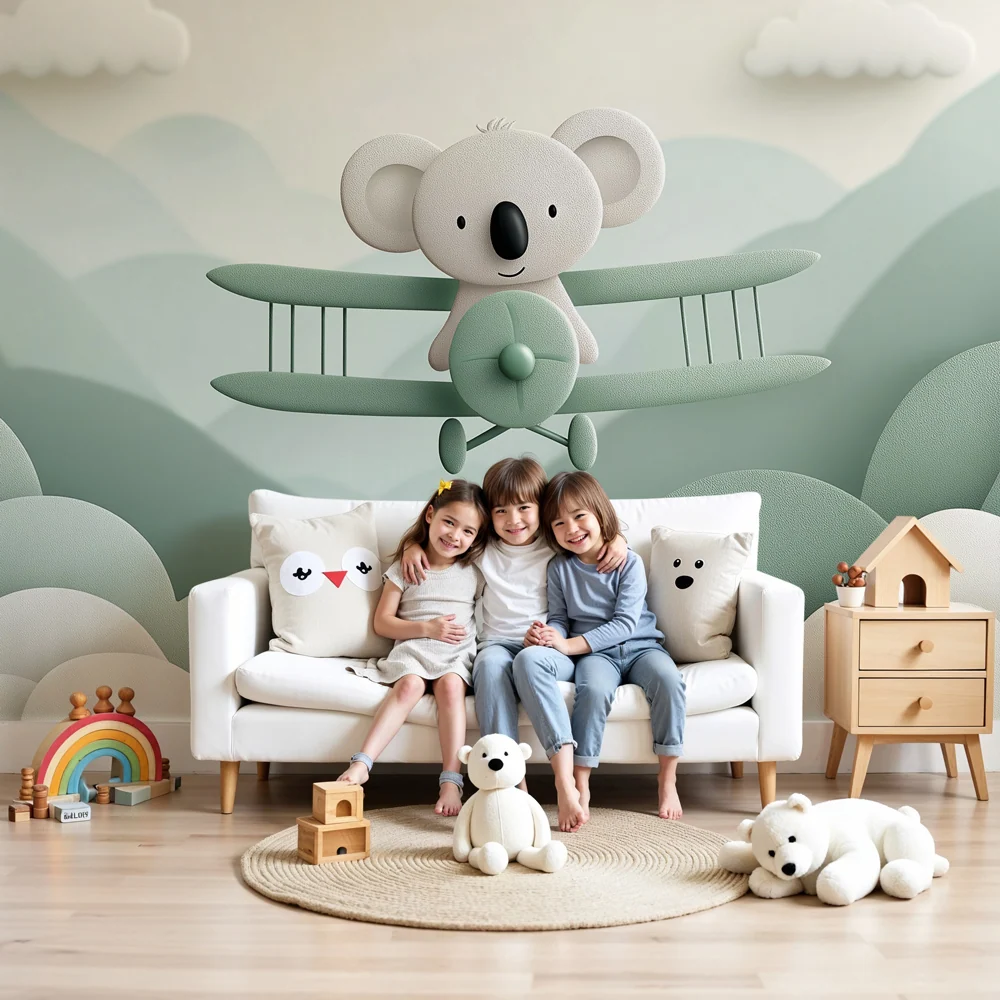 Tapeta dětského pokoje | Koala pilot horské scenérie