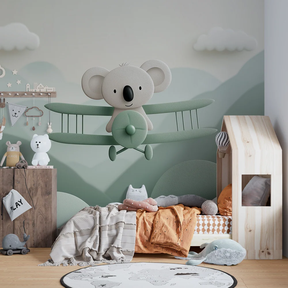 Tapeta dětského pokoje | Koala pilot horské scenérie