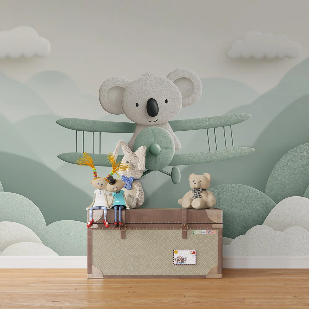 Tapeta dětského pokoje | Koala pilot horské scenérie