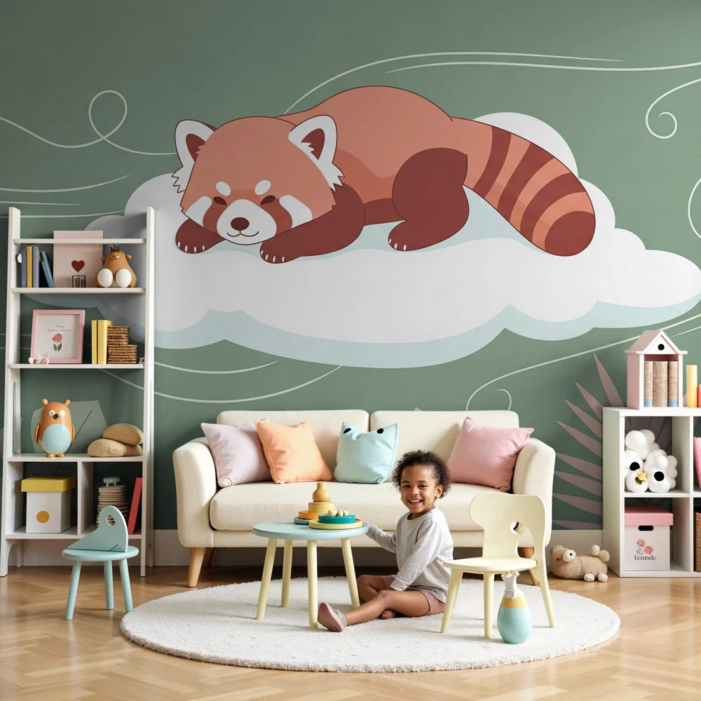 Tapeta dětského pokoje | Liška panda na oblaku