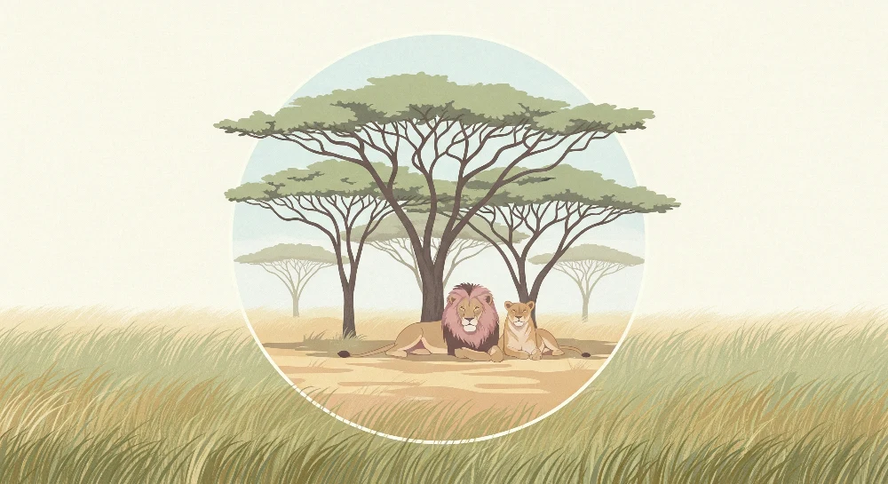 Tapeta dětského pokoje | Majestátní lvi v africké savaně