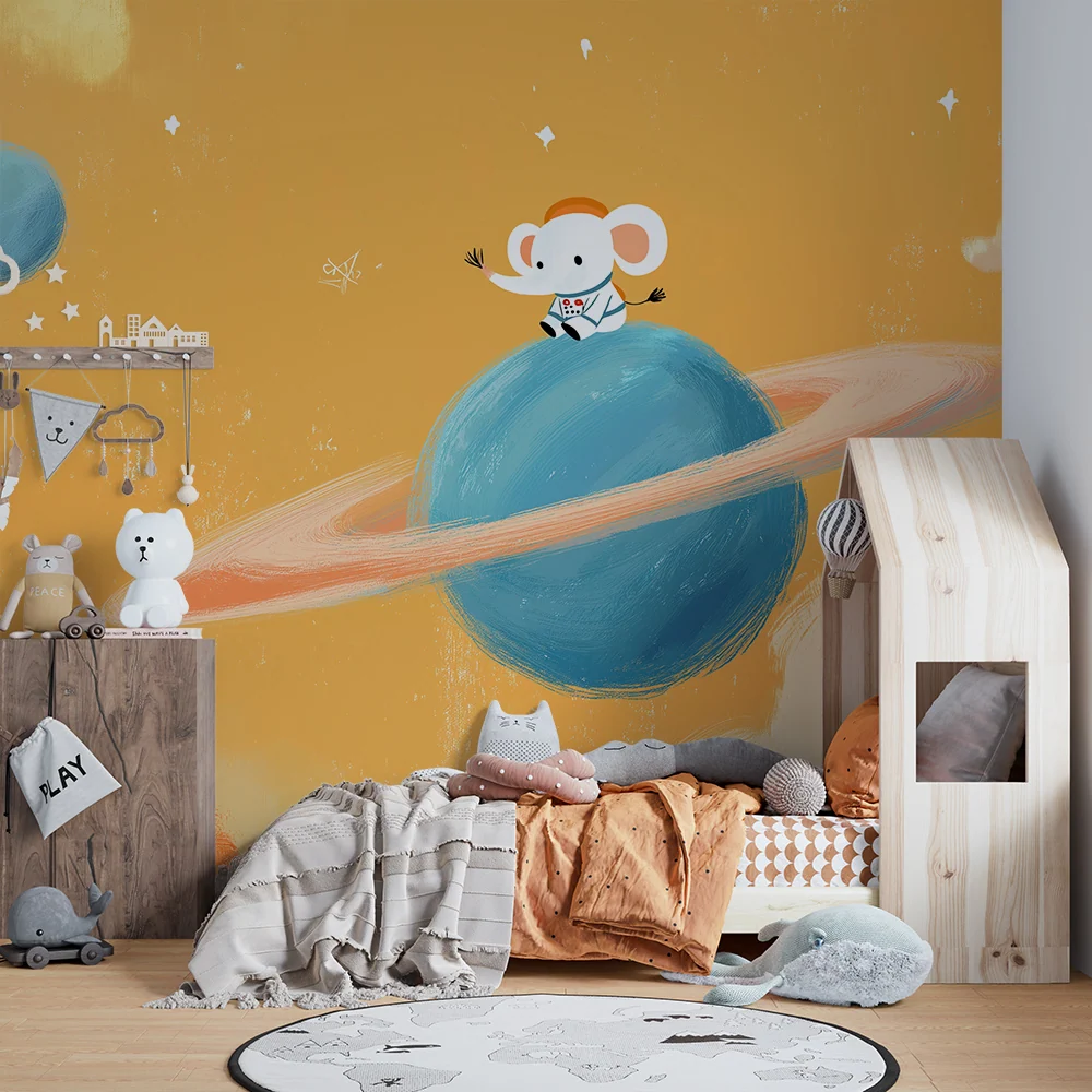 Tapeta dětského pokoje | Malý slon astronaut zkoumá vesmír