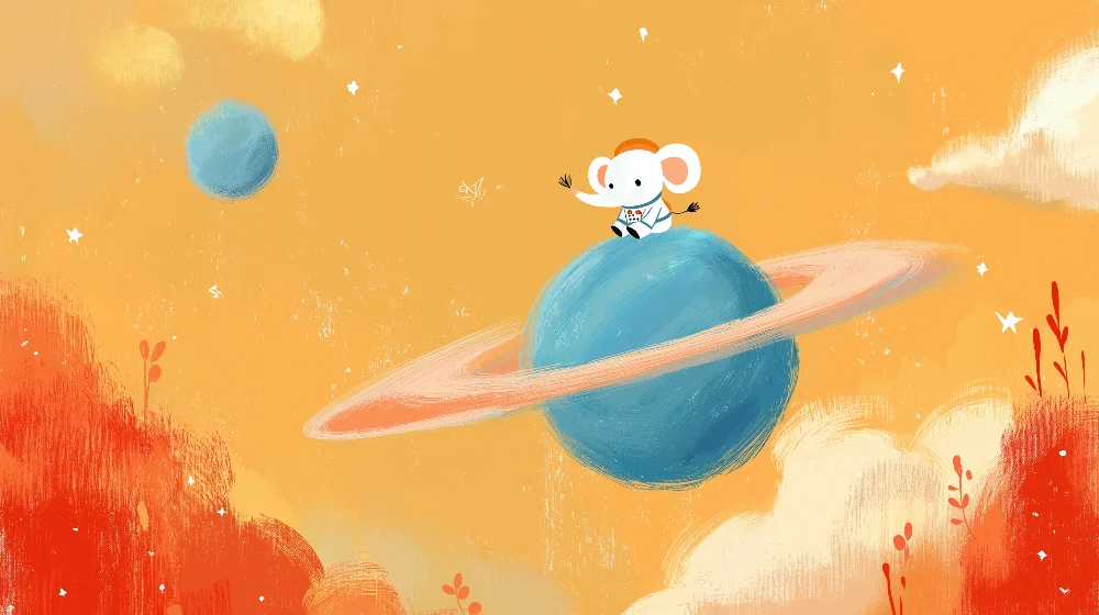 Tapeta dětského pokoje | Malý slon astronaut zkoumá vesmír