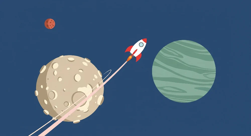 Tapeta dětského pokoje | Mezigalaktická cesta s raketou planetami