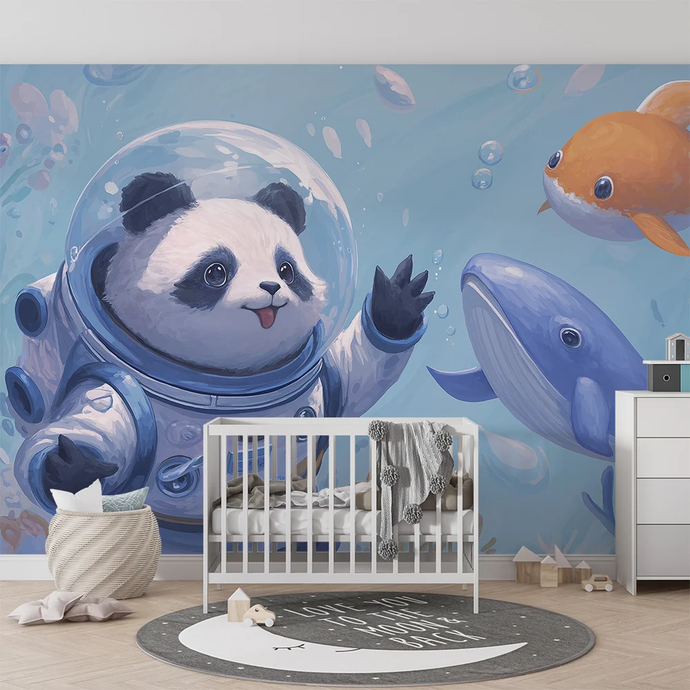 Tapeta dětského pokoje | Panda astronaut zkoumá podmořské divy