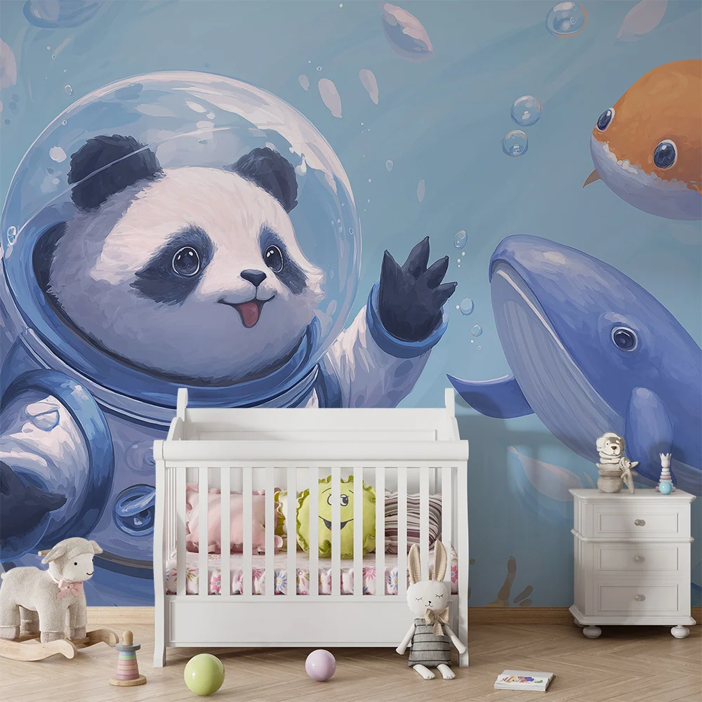 Tapeta dětského pokoje | Panda astronaut zkoumá podmořské divy