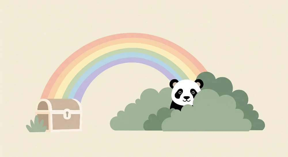 Tapeta dětského pokoje | Panda duha v kouzelné zahradě