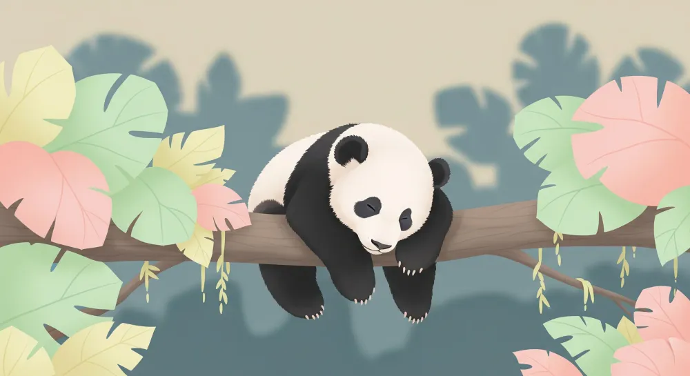 Tapeta dětského pokoje | Líný panda v džungli