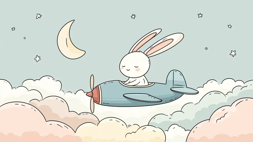 Tapeta dětského pokoje | Pilot zajíc v zemi oblaků