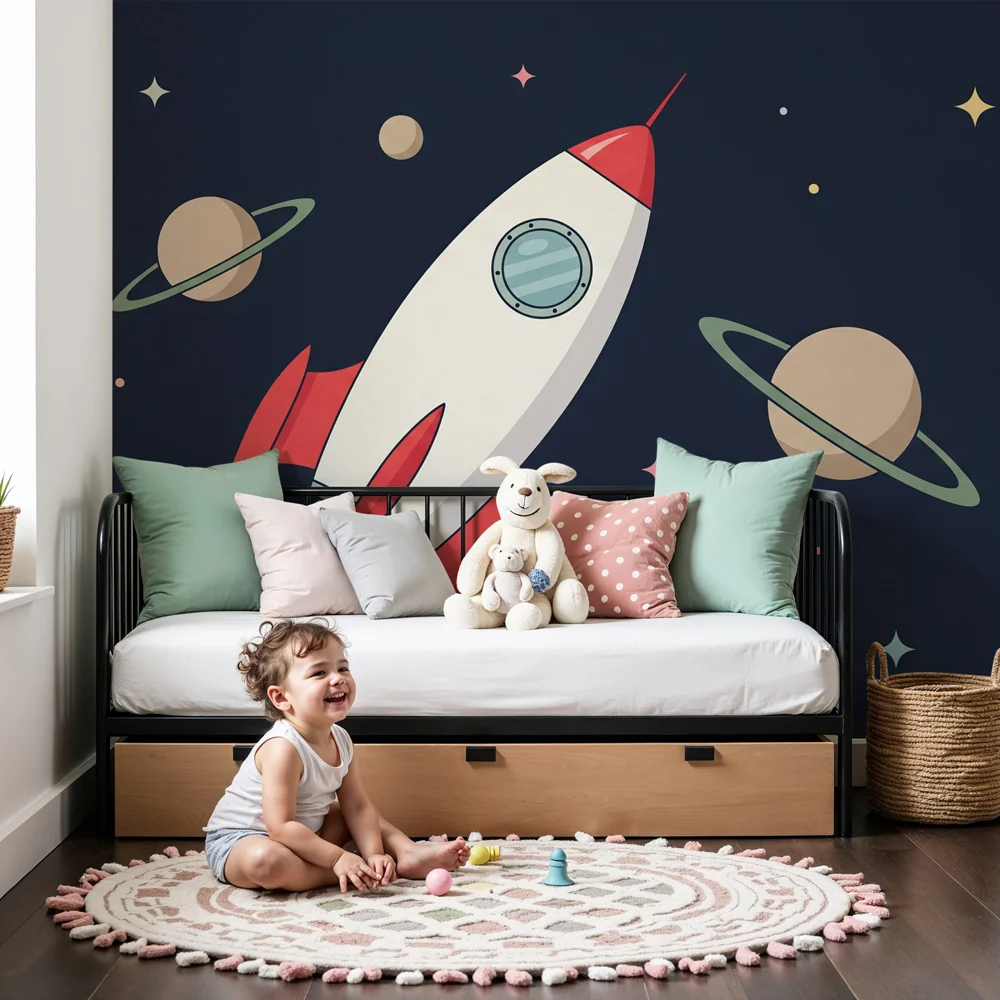 Tapeta dětského pokoje | Raketa kosmos