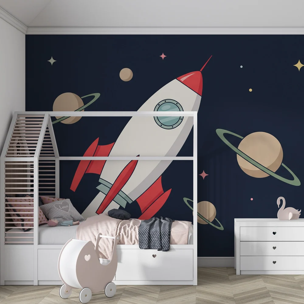 Tapeta dětského pokoje | Raketa kosmos