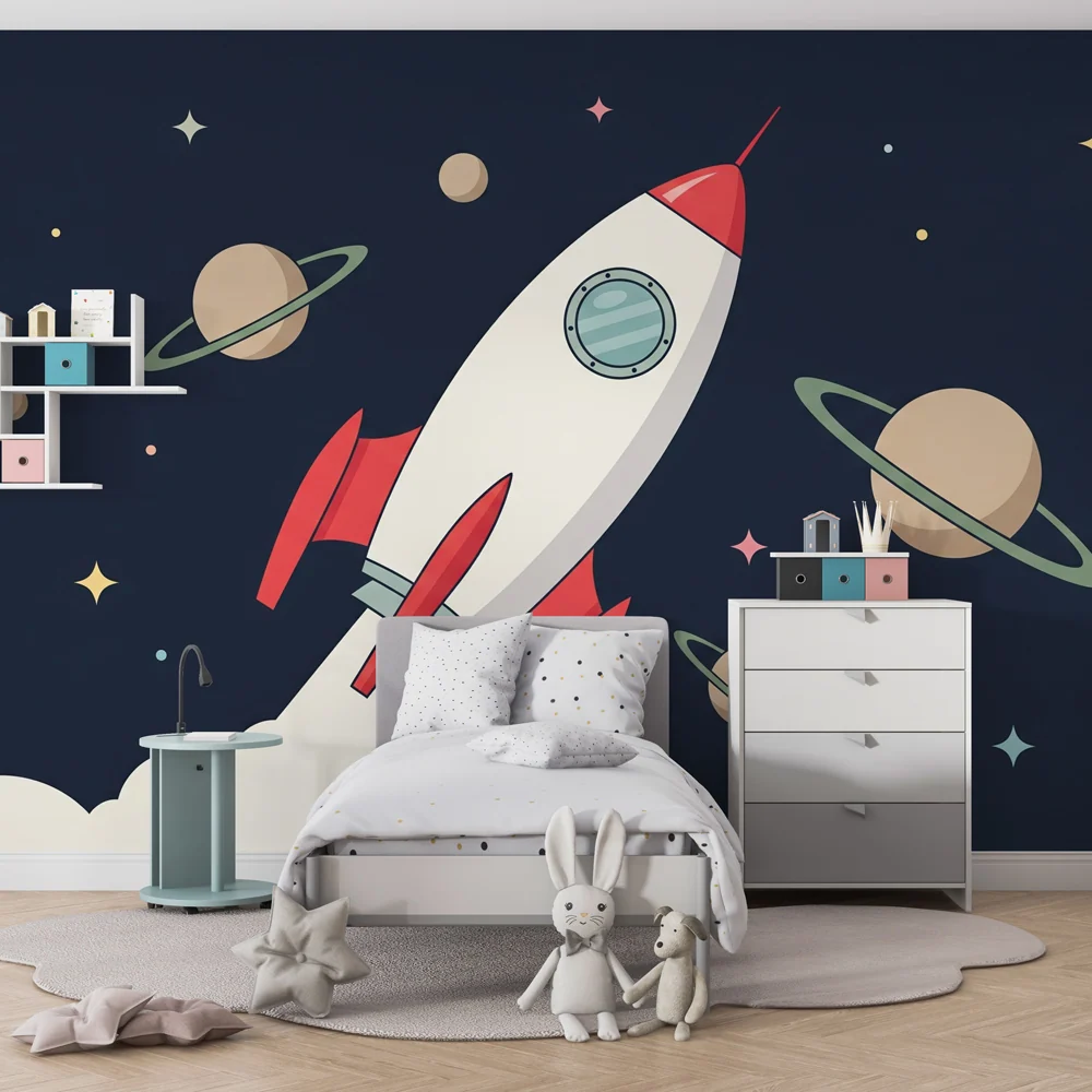 Tapeta dětského pokoje | Raketa kosmos