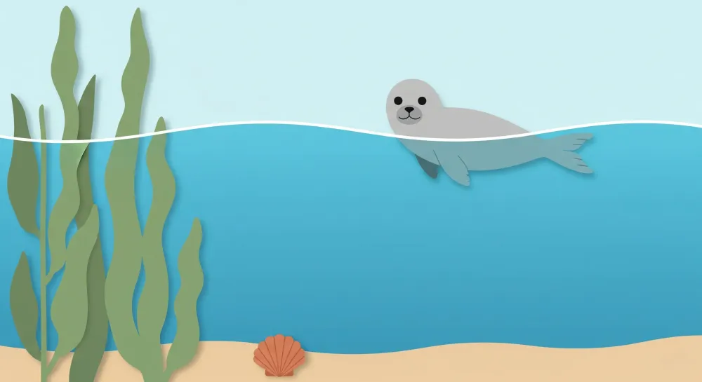Tapeta dětského pokoje | Hříčný tuleň uklidňující oceán
