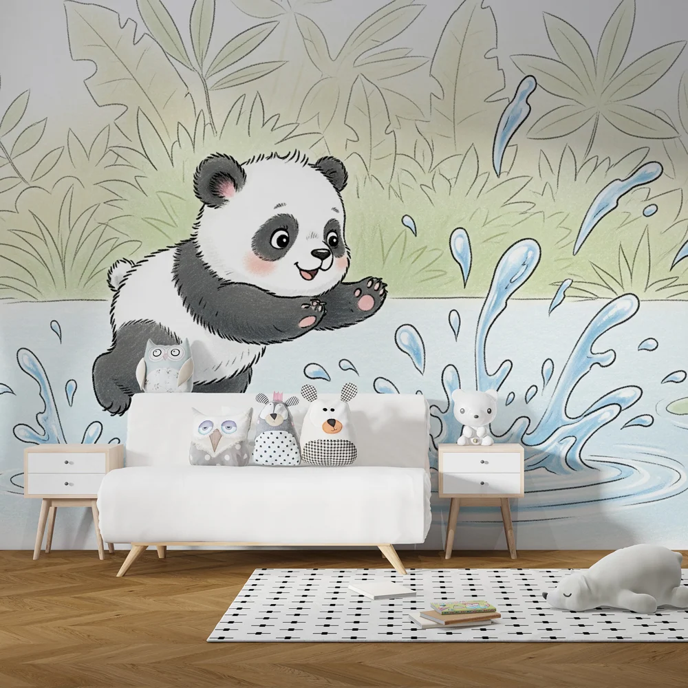 Tapeta dětského pokoje | Veselý mladý panda v přírodě