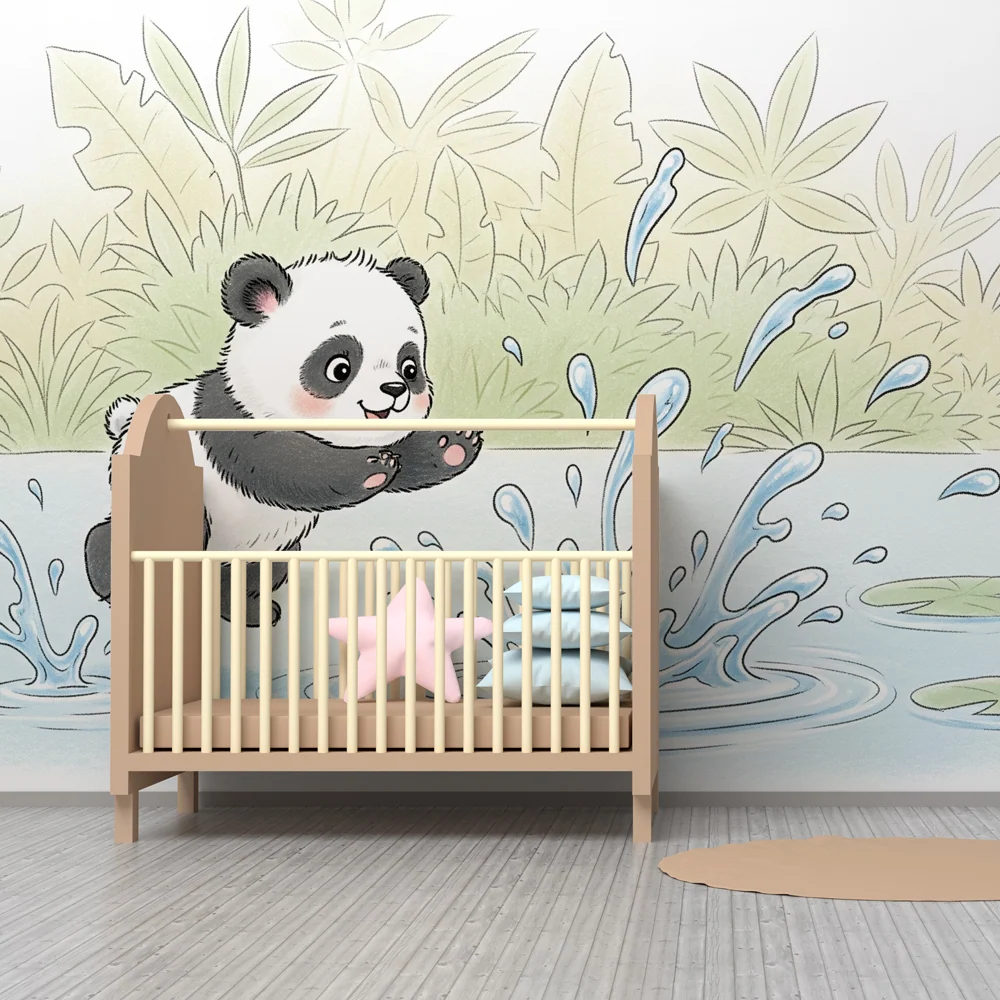 Tapeta dětského pokoje | Veselý mladý panda v přírodě