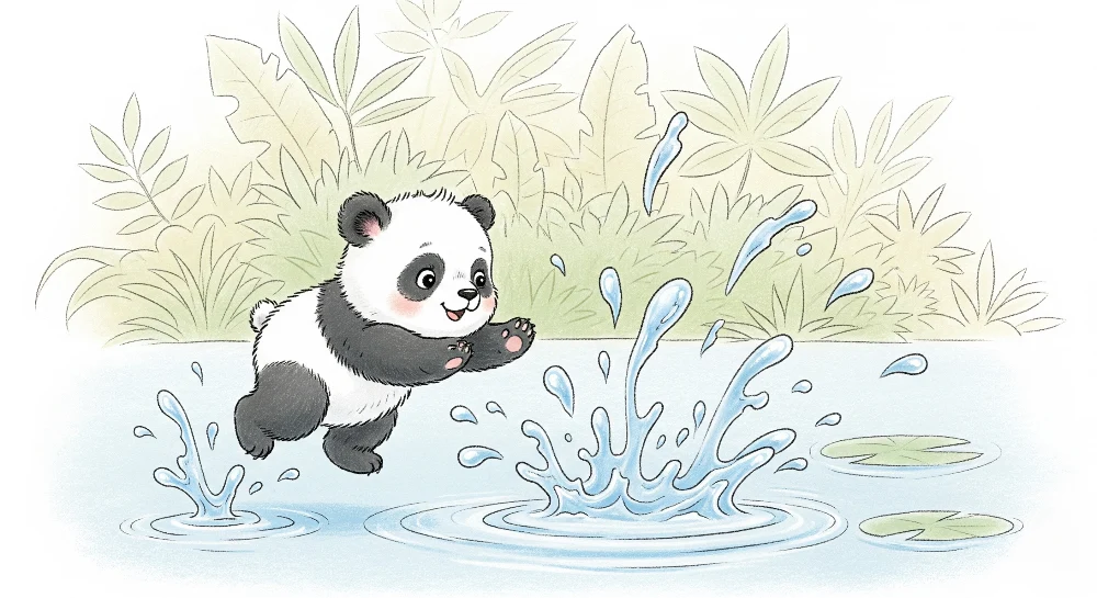 Tapeta dětského pokoje | Veselý mladý panda v přírodě