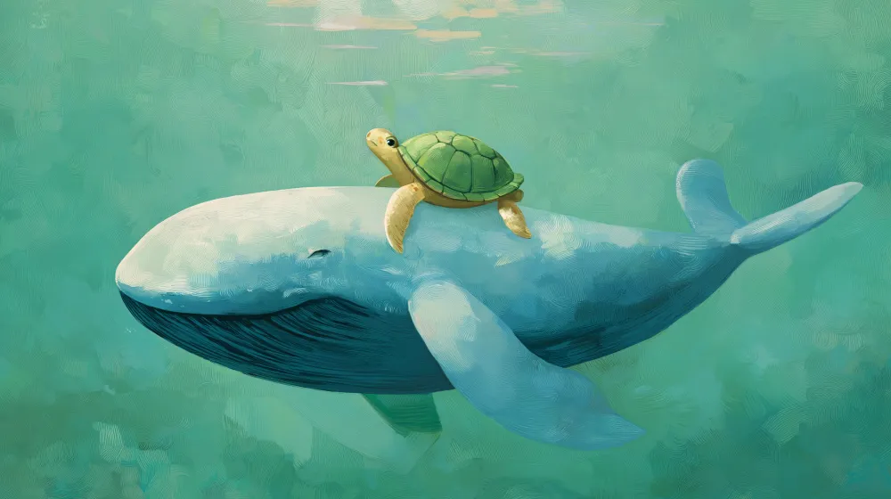 Tapeta dětského pokoje | Vážka želva plavou v klidném oceánu
