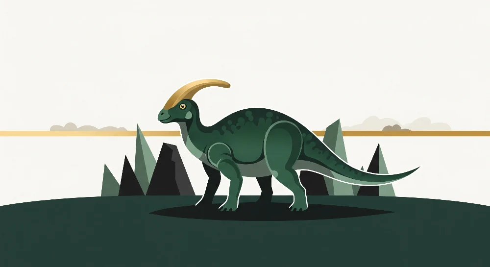 Tapeta dětského pokoje | Zelený dinosaurus stylizovaná pravěká krajina
