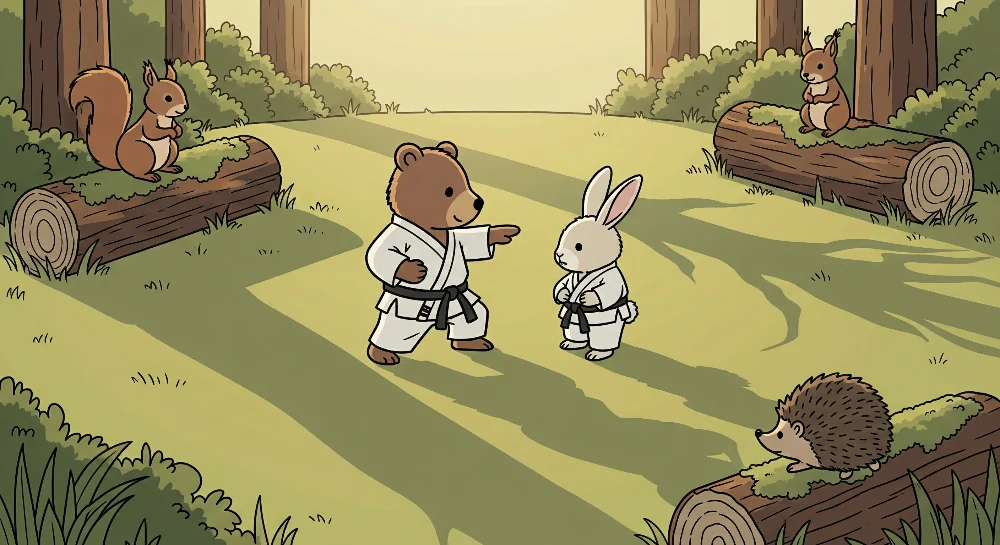 Tapeta dětského pokoje | Zvířata karate v kouzelném lese