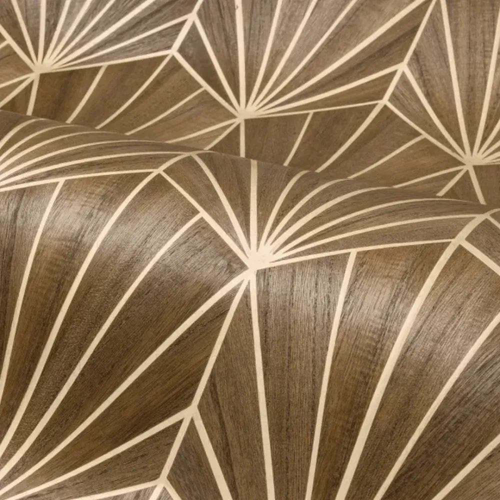 Tapeta z fornirováním s geometrickým vzorem art deco MYTHIQUE - TMAVÝ DUB hnědý dub
