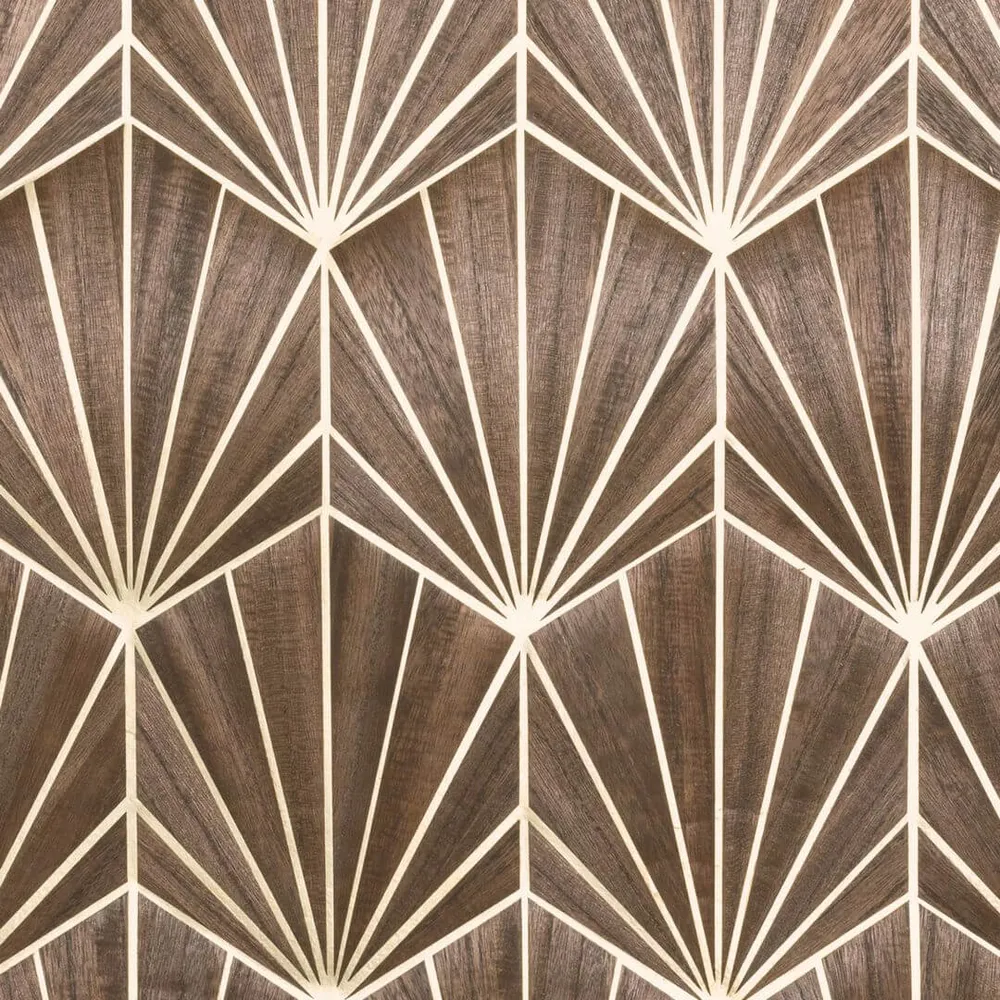 Tapeta z fornirováním s geometrickým vzorem art deco MYTHIQUE - TMAVÝ DUB hnědý dub