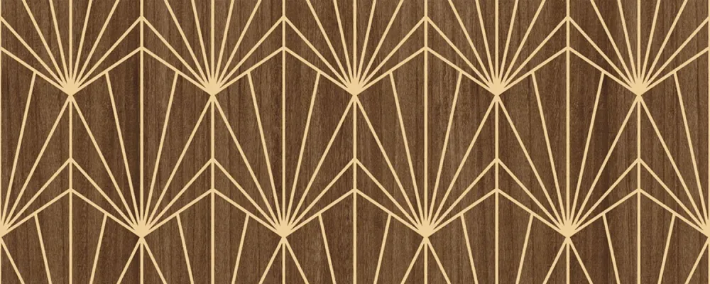 Tapeta z fornirováním s geometrickým vzorem art deco MYTHIQUE - TMAVÝ DUB hnědý dub