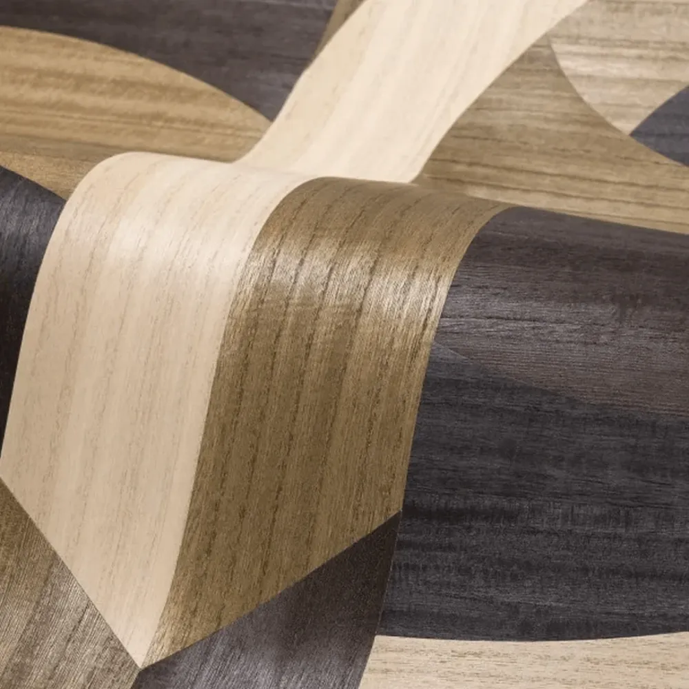 Tapeta z fornírovaným geometrickým vzorem art deco TRAVERSÉE - CARBONE CHÊNE karbonizovaný dub