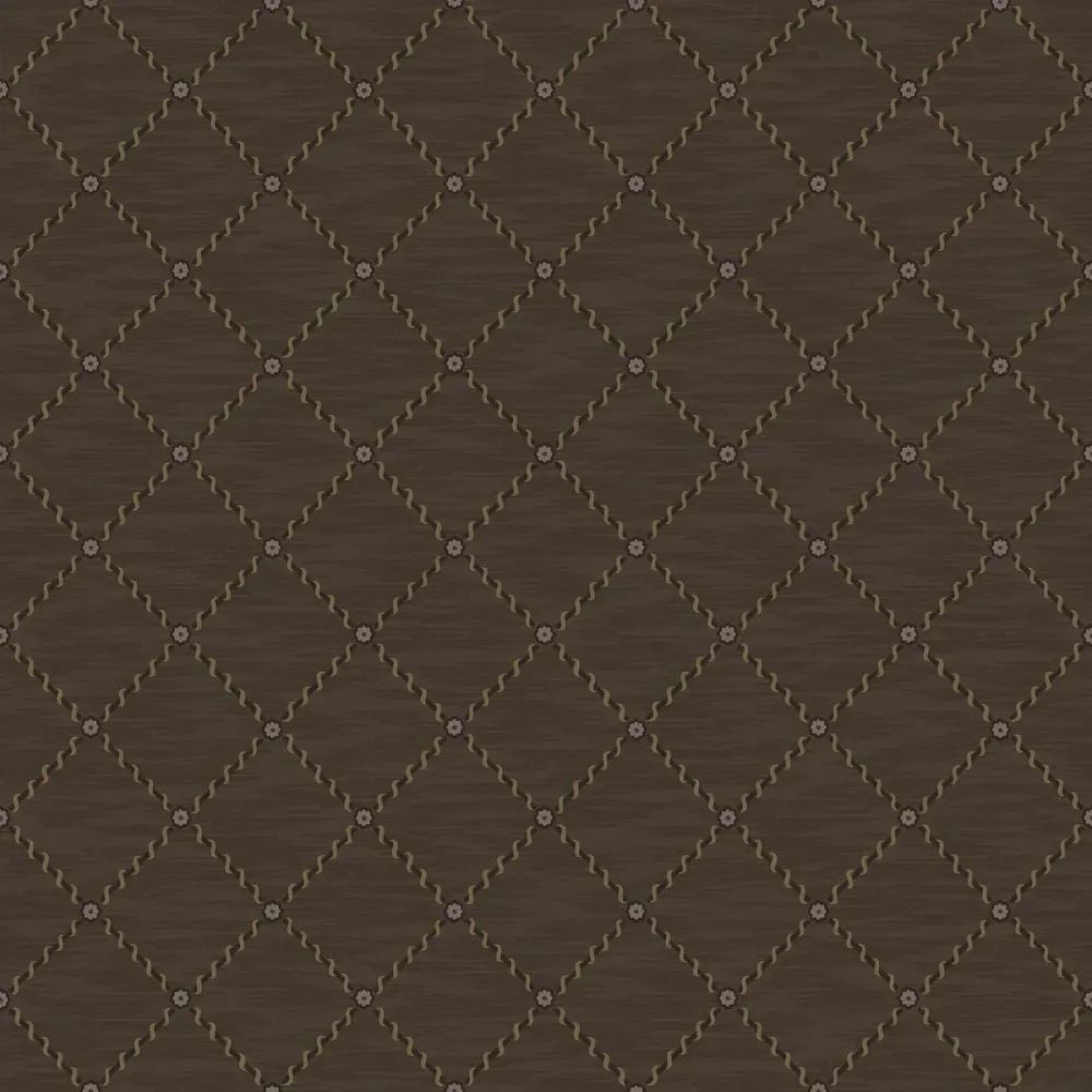 Tapeta s geometrickým motivem GOLDEN TRELLIS hnědá se zlatým