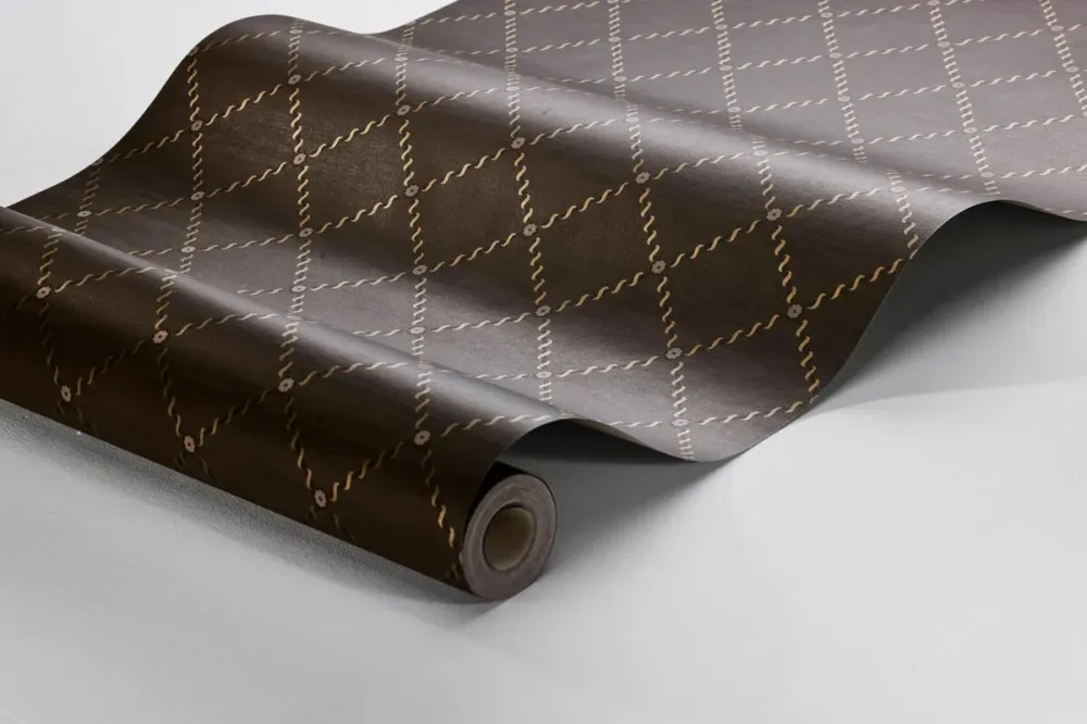 Tapeta s geometrickým motivem GOLDEN TRELLIS hnědá se zlatým