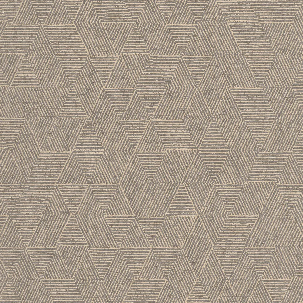 Tapeta s geometrickým motivem JOSEF - GRIS CENDRE šedá se zlatým