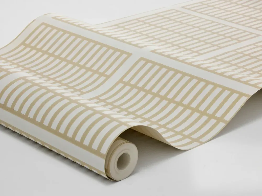 Tapeta s geometrickým vzorem ALVAR AALTO 14/6 béžová s bílou