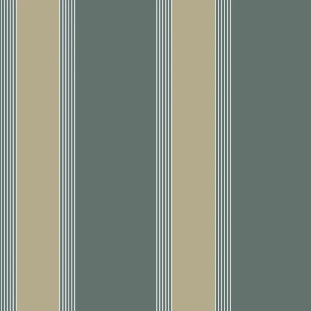 Tapeta s geometrickým vzorem pruhy AUTEUIL - CELADON/DORE seledynová se zlatou