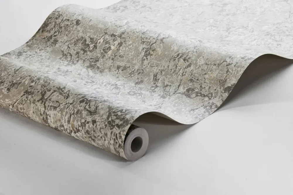Tapeta imitující mramor TRAVERTINE šedá s béžovou