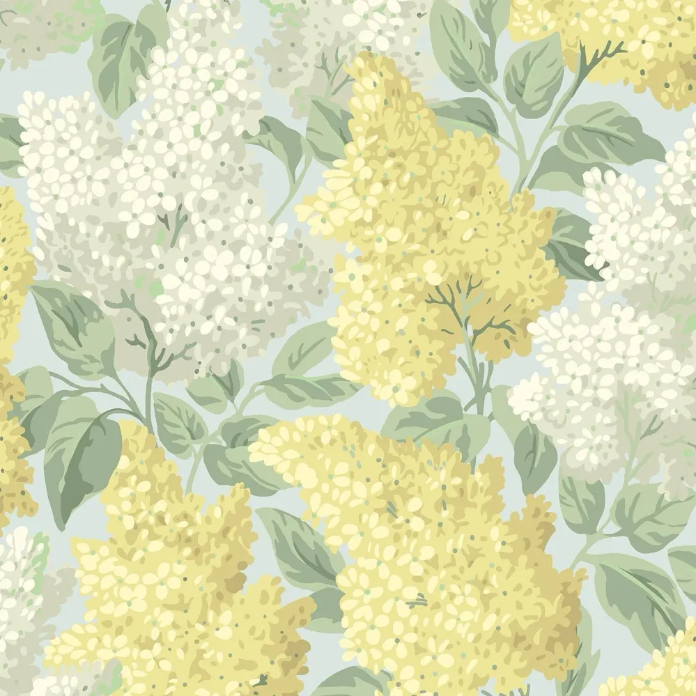 Tapeta s motivem rostlin květů bezového keře BOTANICAL BOTANICA - LILAC žlutá s bílou
