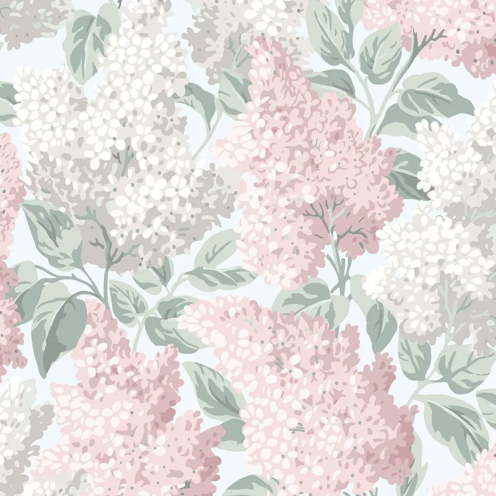Tapeta s motivem rostlin květů bezového keře BOTANICAL BOTANICA - LILAC pudrově růžová s bílou