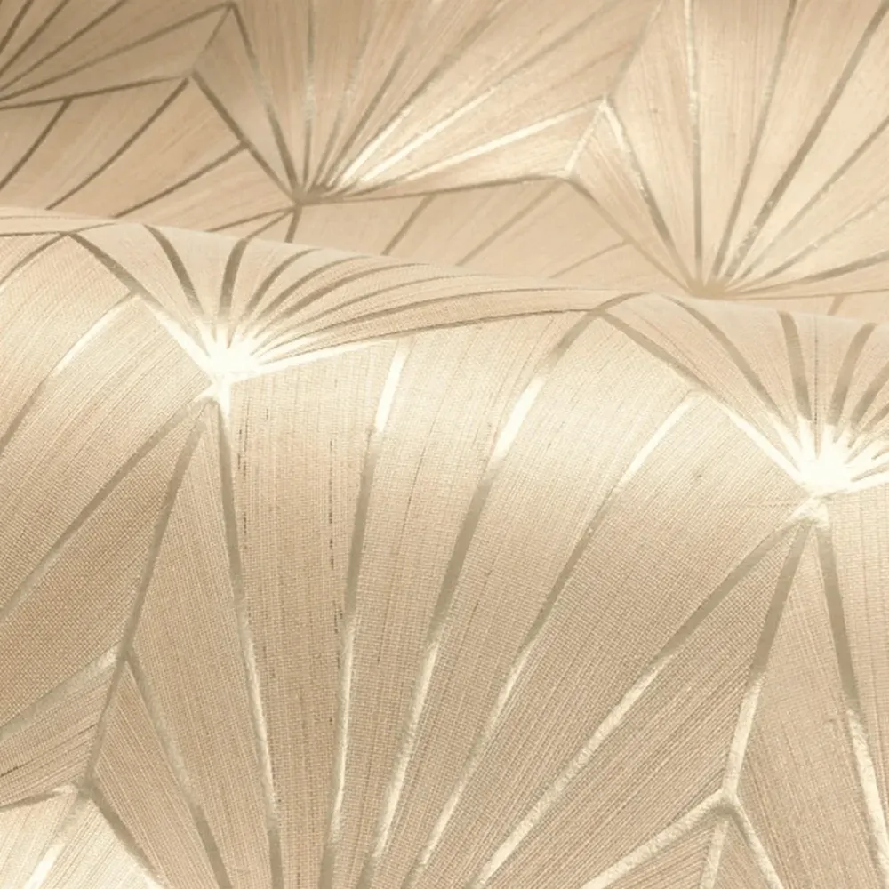 Tapeta přírodní metalická strukturovaná art deco MAJESTÉ - BEIGE SABLE OR bežová