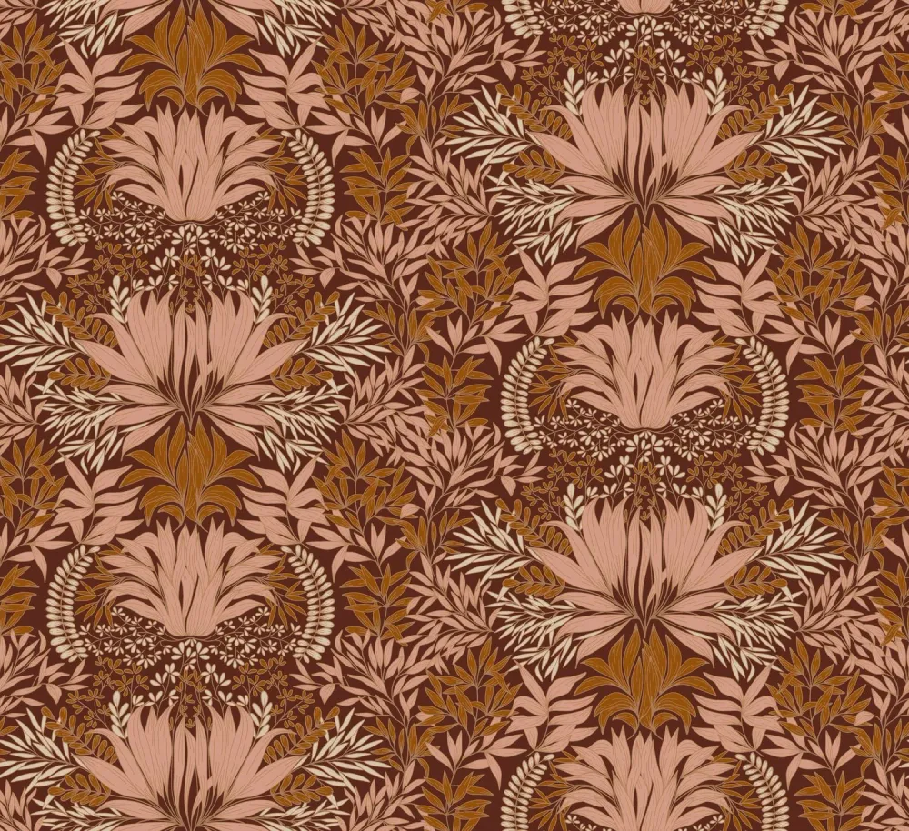 Tapeta s rostlinným motivem CHARDON - COGNAC/NUDE koniakově hnědá s béžovou