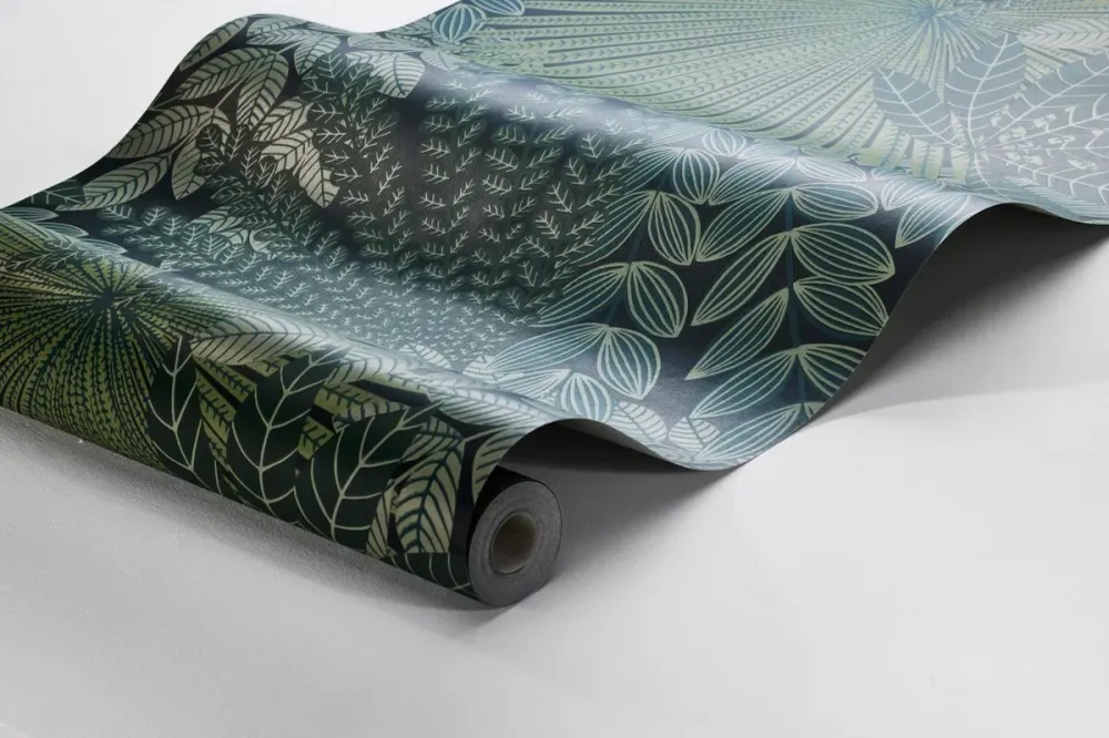 Tapeta s rostlinným motivem listů VELVET LEAVES zelená