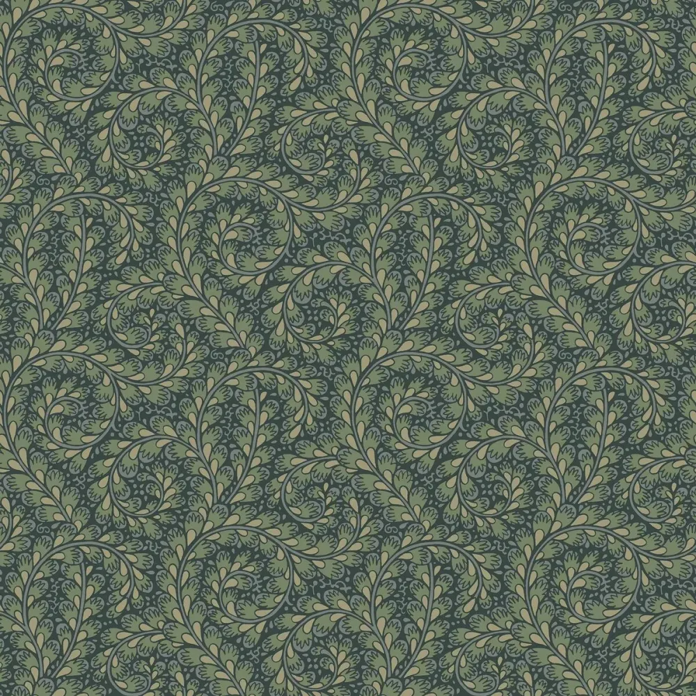 Tapeta s rostlinným motivem listů WILD FERNS zelená