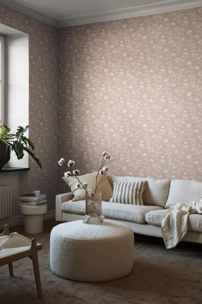 Tapeta s rostlinným motivem ÄNGSBLOMMA hnědá