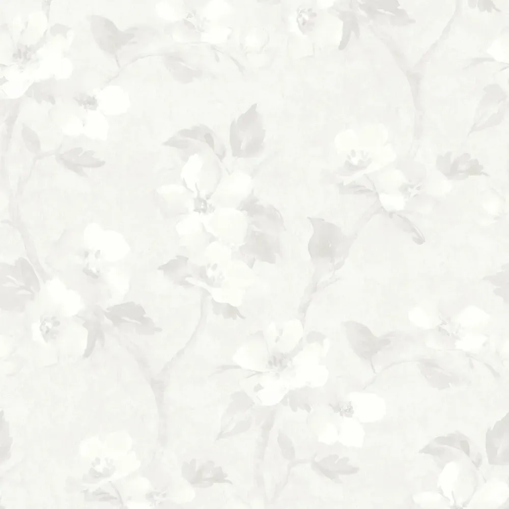 Tapeta s rostlinným vzorem květin HELEN’S FLOWER bílá
