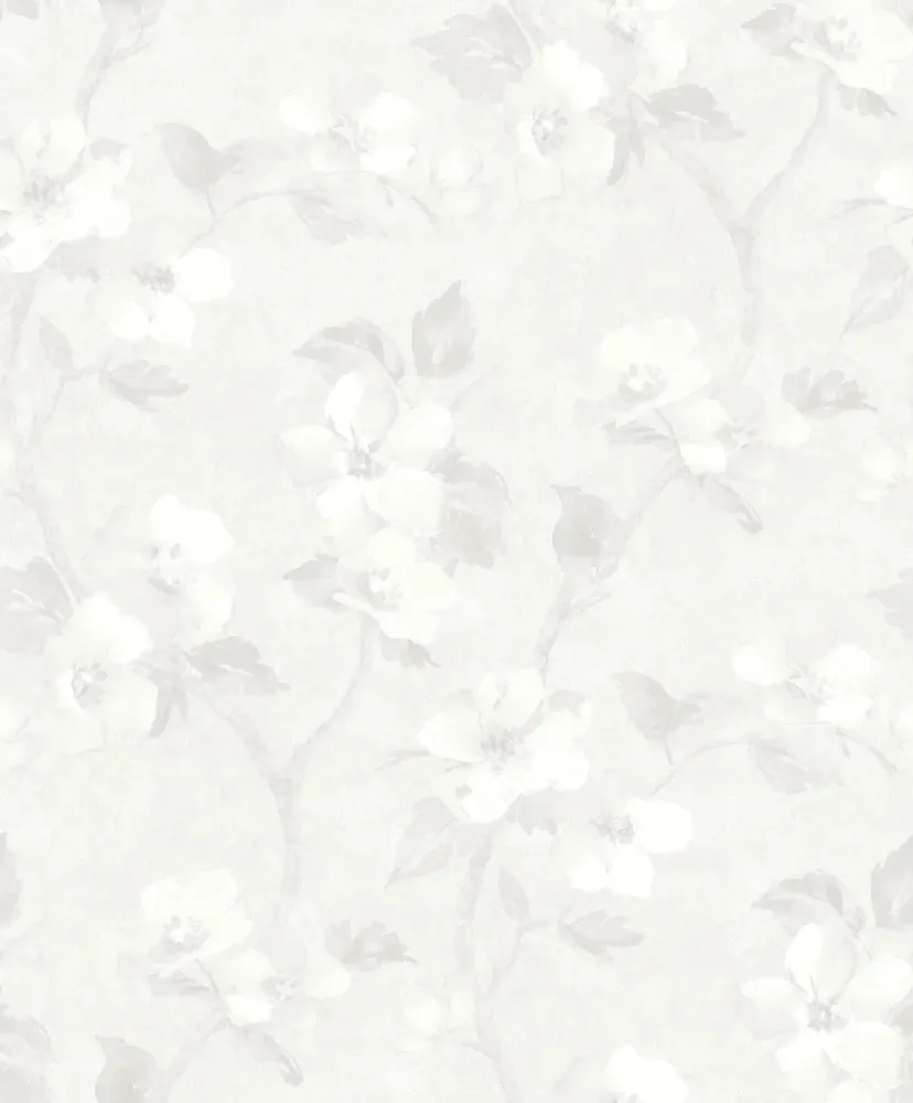 Tapeta s rostlinným vzorem květin HELEN’S FLOWER bílá
